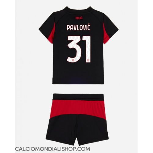 Maglie da calcio AC Milan Strahinja Pavlovic #31 Prima Maglia Bambino 2025-26 Manica Corta (+ Pantaloni corti)